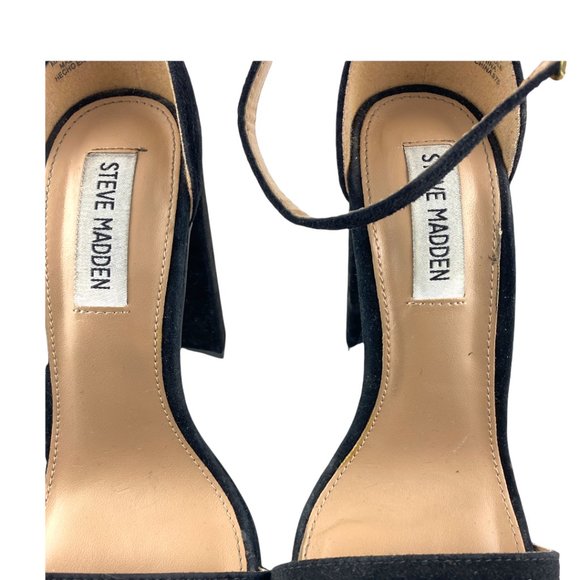 Steve Madden Women's Black Suede Carrson Block Heel with Adjustable Strap US 6 - Picture 7 of 10